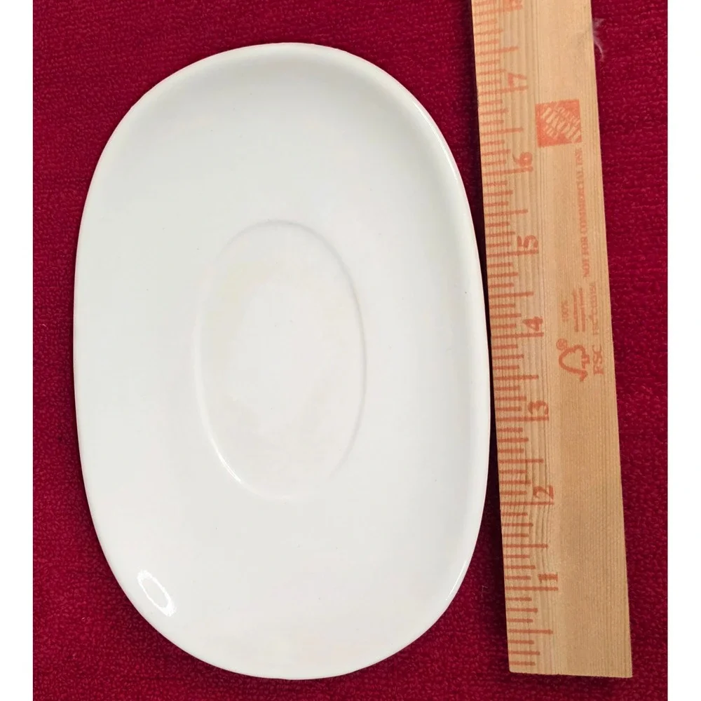 Signature Japan White Ceramic Oval Saucer Replacement Dish Minimalist 6.5 Inch